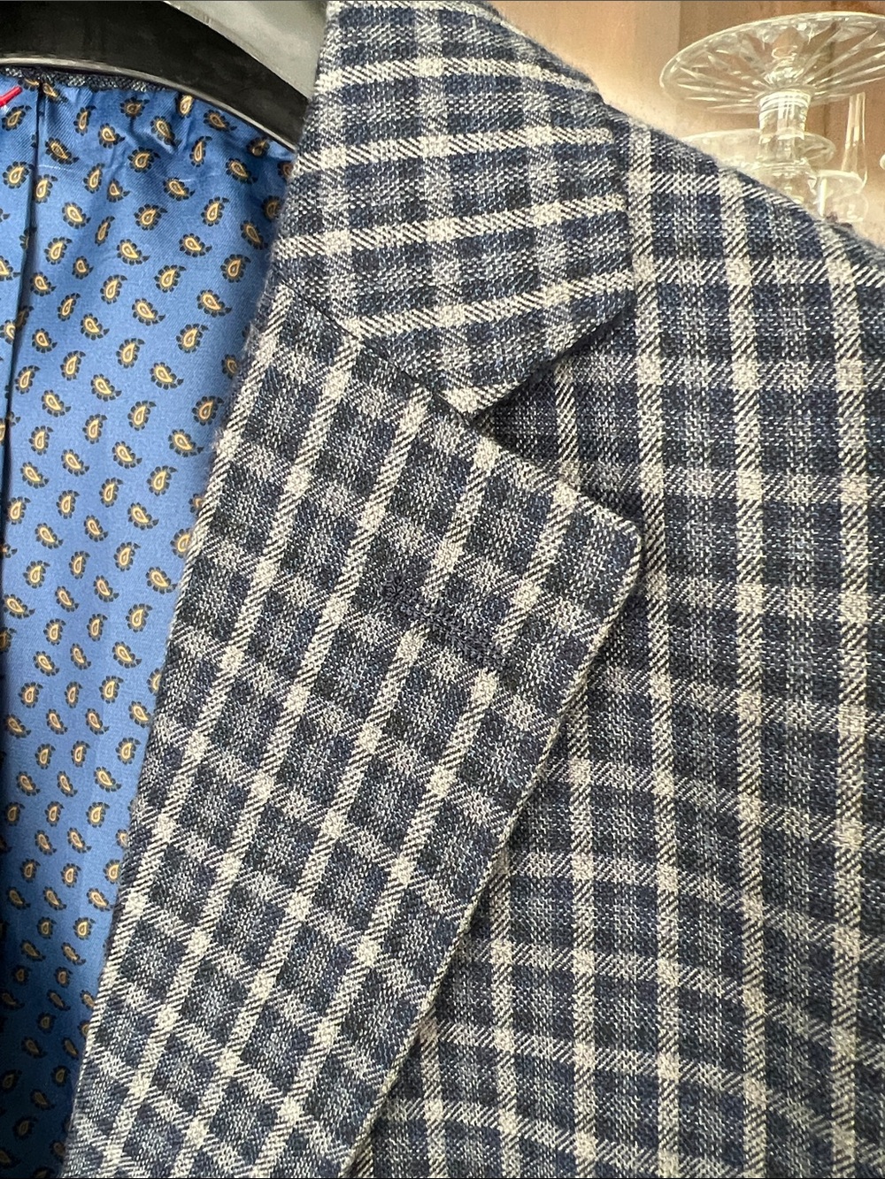 Alan Flusser Navy and Gray Windowpane Sport Coat